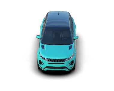 Beyaz arka planda izole edilmiş modern lüks SUv 3 boyutlu görüntüleme