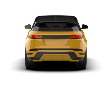 Modern sarı araba - ön manzara. beyaz arkaplanda izole.