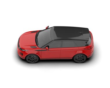 Modern araba beyaz arka planda izole edilmiş. 3d oluşturma