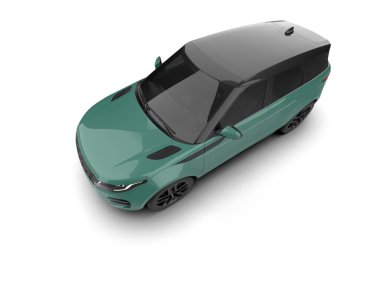 Modern araba arka planda izole edilmiş. 3D görüntüleme - illüstrasyon