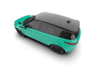 Beyaz arkaplanda 3D render araba konsepti