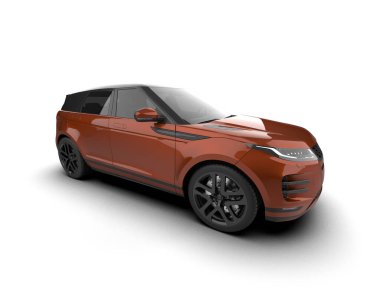 Beyaz arka planda bir araba. 3D görüntüleme. 3d illüstrasyon