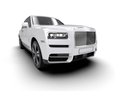 modern beyaz SUV arabası beyaz arkaplanda izole edildi