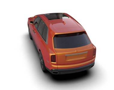 Kırmızı araba beyaz arka planda izole edilmiş. 3d oluşturma.