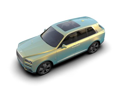 Araba beyaz arka planda izole edilmiş. 3d illüstrasyon