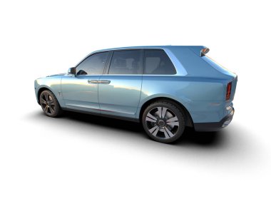 Beyaz arka planda modern araba. 3d oluşturma