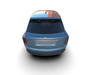 Beyaz arkaplandaki bir arabanın 3 boyutlu görüntüsü