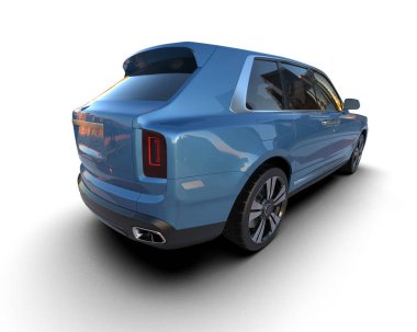 Beyaz arka planda lüks bir araba. 3d illüstrasyon