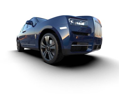 modern araba beyaz arka planda gölgeli - 3 boyutlu görüntüleme