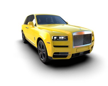 Lüks araba, arkasında modern sarı renk.