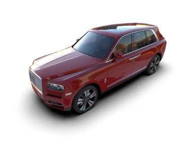 modern kırmızı SUV arabası beyaz arkaplanda izole edildi