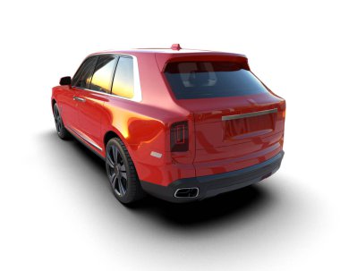 modern kırmızı SUV arabası beyaz arkaplanda izole edildi