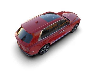 modern kırmızı SUV arabası beyaz arkaplanda izole edildi