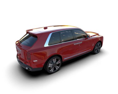 modern kırmızı SUV arabası beyaz arkaplanda izole edildi