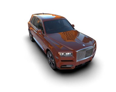 Lüks araba beyazda izole edilmiş. 3 boyutlu resimleme.