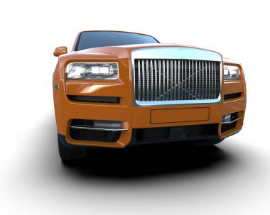 Beyaz arka planda lüks bir araba, 3 boyutlu.