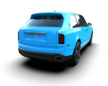 modern mavi araba beyaz arkaplanda izole edildi