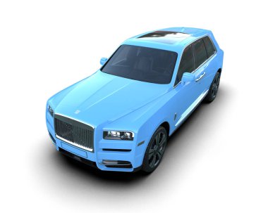 mavi modern lüks spor araba - ön manzara - 3 d