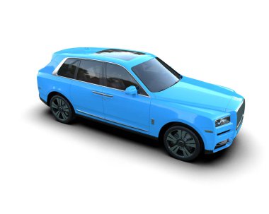 Mavi lüks araba. 3 boyutlu görüntüleme. 3d illüstrasyon