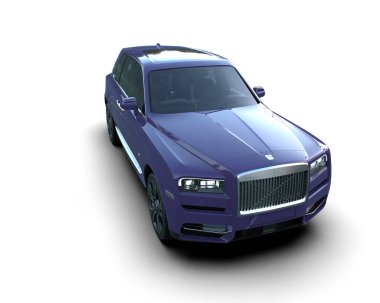 Mavi modern araba beyaz arka planda izole edilmiş. 3d oluşturma