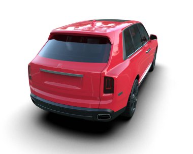 Beyaz arkaplanda 3D görüntüleme kırmızı araba