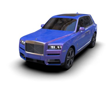 Mavi modern araba. 3d oluşturma.