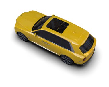 Beyaz arka planda sarı araba.