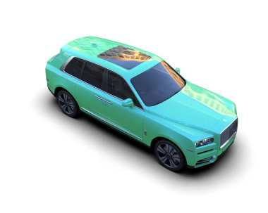 Beyaz arka planda bir araba. 3d illüstrasyon.