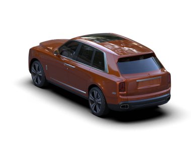 Beyaz arka planda karanlık bir çatısı olan lüks bir arabanın 3 boyutlu görüntüsü.