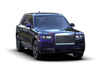 Arka planda lüks bir araba var. 3D görüntüleme - illüstrasyon