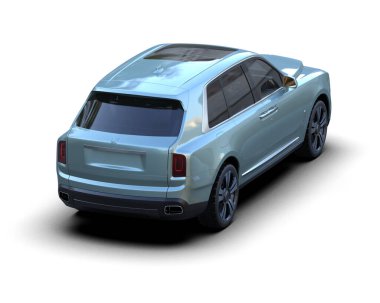 Beyaz arka planda lüks lüks bir araba. 3d illüstrasyon