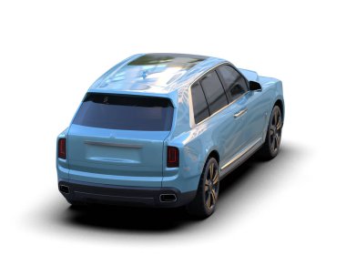 modern mavi araba beyaz arkaplanda izole edildi