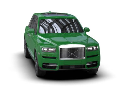 modern yeşil araba - ön manzara. 3d oluşturma.