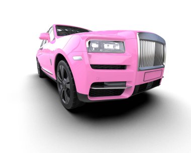 Beyaz arka planda modern bir araba. 3d oluşturma