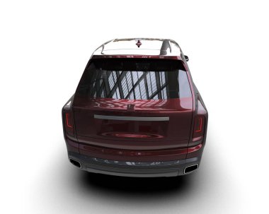 Modern SUV arabası. Siyah arkaplanda 3D görüntüleme