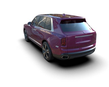 Beyaz arka planda lüks bir araba. 3d illüstrasyon