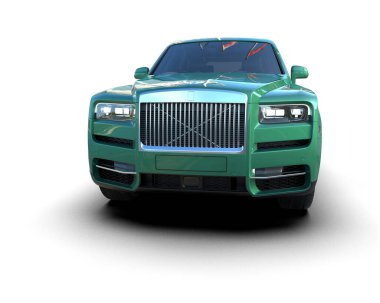 Beyaz arka planda lüks bir araba. 3d illüstrasyon