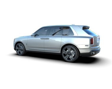 Modern araba beyazda izole edilmiş. 3D görüntüleme - illüstrasyon