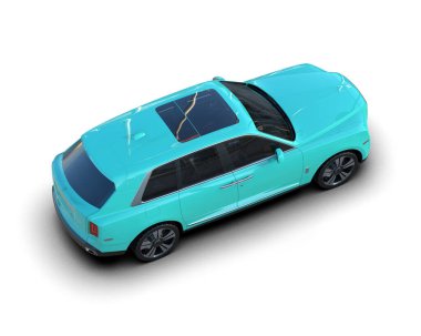 Beyaz stüdyo arka planında modası geçmiş, 3 boyutlu bir araba.