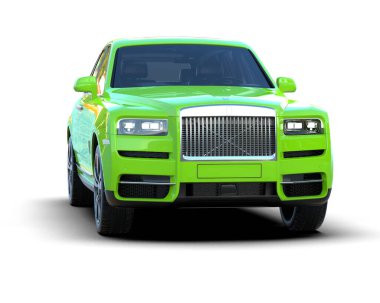 yeşil modern araba. beyaz arkaplanda izole