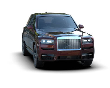 Beyaz arka planda lüks bir araba. 3d oluşturma