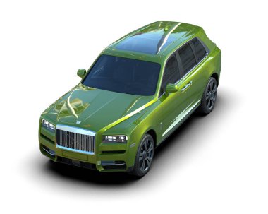 Beyaz arka planda lüks bir araba. 3d oluşturma