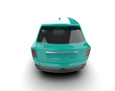 Araba beyazda izole edilmiş. 3d illüstrasyon