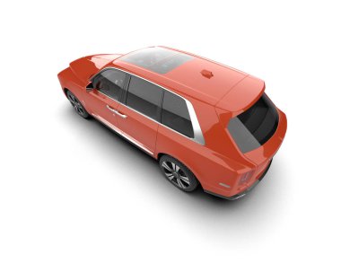 Kırmızı araba beyaz arka planda izole edildi. 3 boyutlu görüntüleme - illüstrasyon