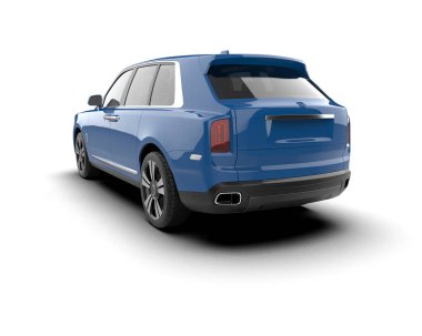 modern araba beyaz arka planda gölgeli - 3 boyutlu görüntüleme