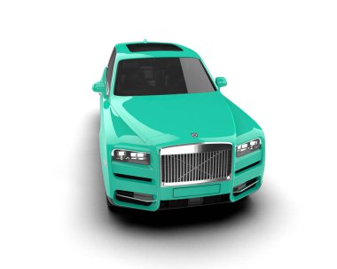 yeşil lüks araba beyaz arka planda izole edilmiş.