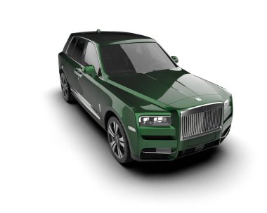 Lüks yeşil modern araba - ön manzara - 3 boyutlu görüntüleme