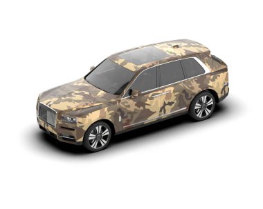 Beyaz arka planda modern araba. 3d oluşturma.