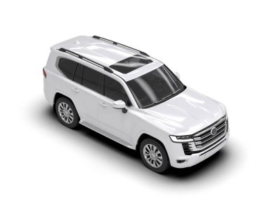 Beyaz arkaplanda beyaz SUV