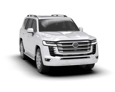 Beyaz arka planda modern bir araba. 3d oluşturma